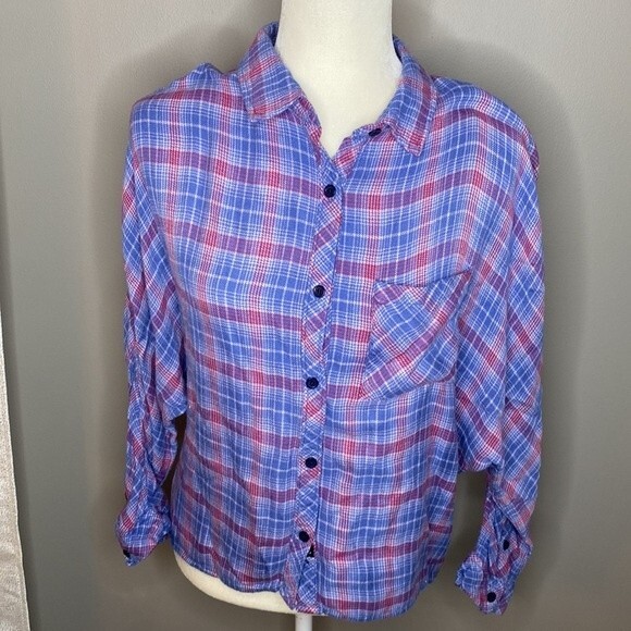 Rails Plaid blue and pink Button Down long sleeve size small - Picture 1 of 8
